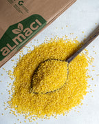 Paketli orta bulgur sunumu, dolma içi ve sulu köfte yapımında kullanılan altın sarısı lezzetli bulgur.
